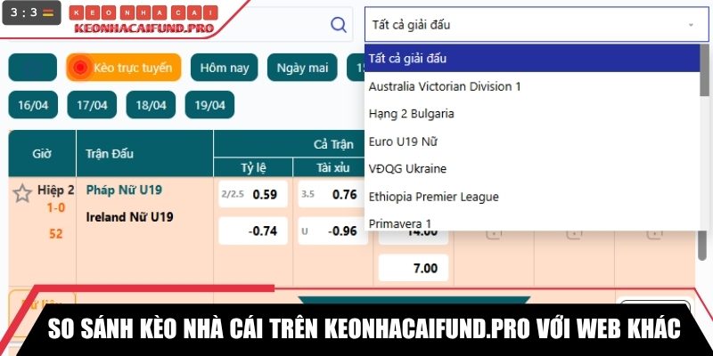 So sánh kèo nhà cái trên Keonhacaifund.pro với web khác